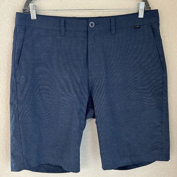 Travis Mathew Shorts Mens 36 Blue 10 Inch Inseam Gold Performance *Flaws - Picture 1 of 12